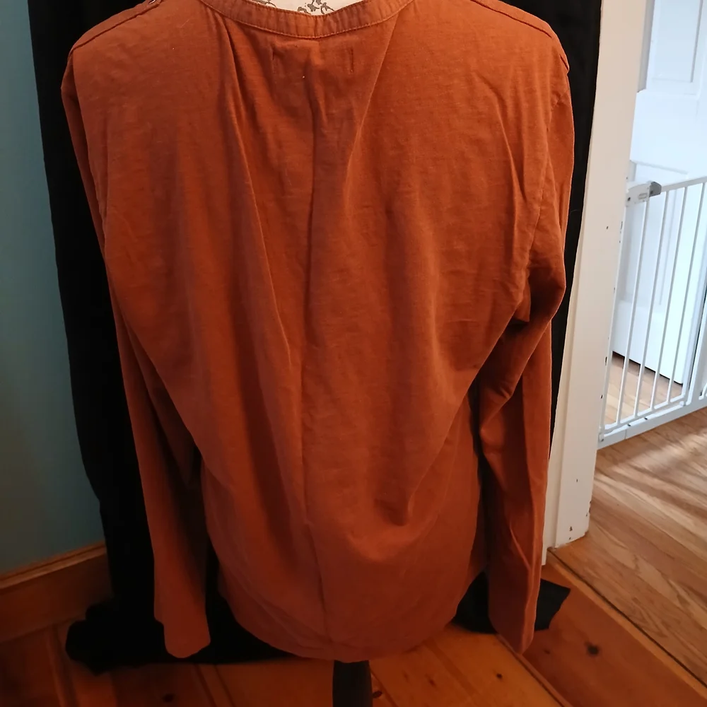 Guess Long-Sleeve Henley with Zip Chest Pocket - Rust Orange - Picture 2 of 5